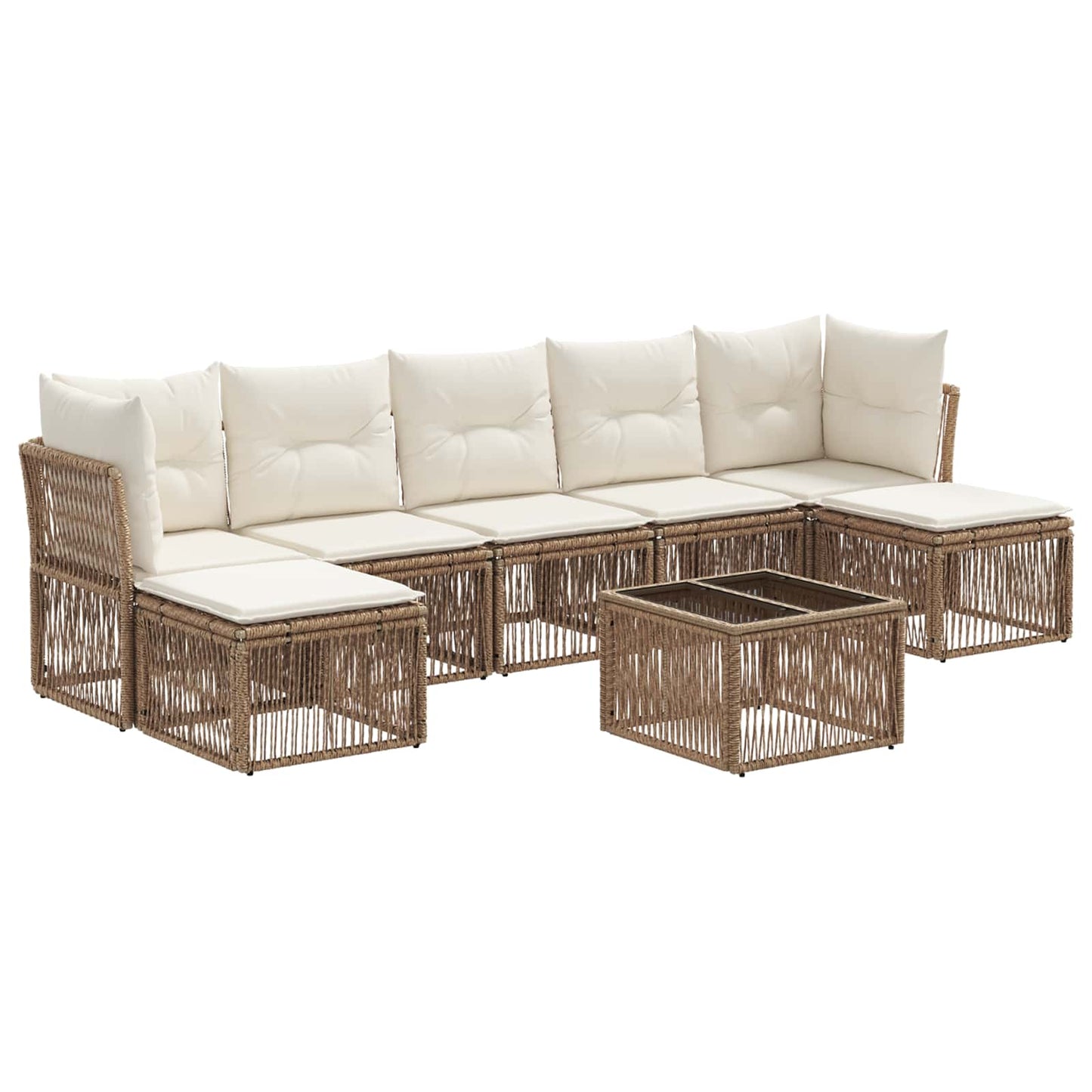 Tuinbankenset 8 pcs Beige poly rattan