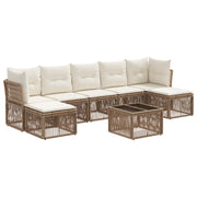 Tuinbankenset poly rattan beige 7 zitplaatsen