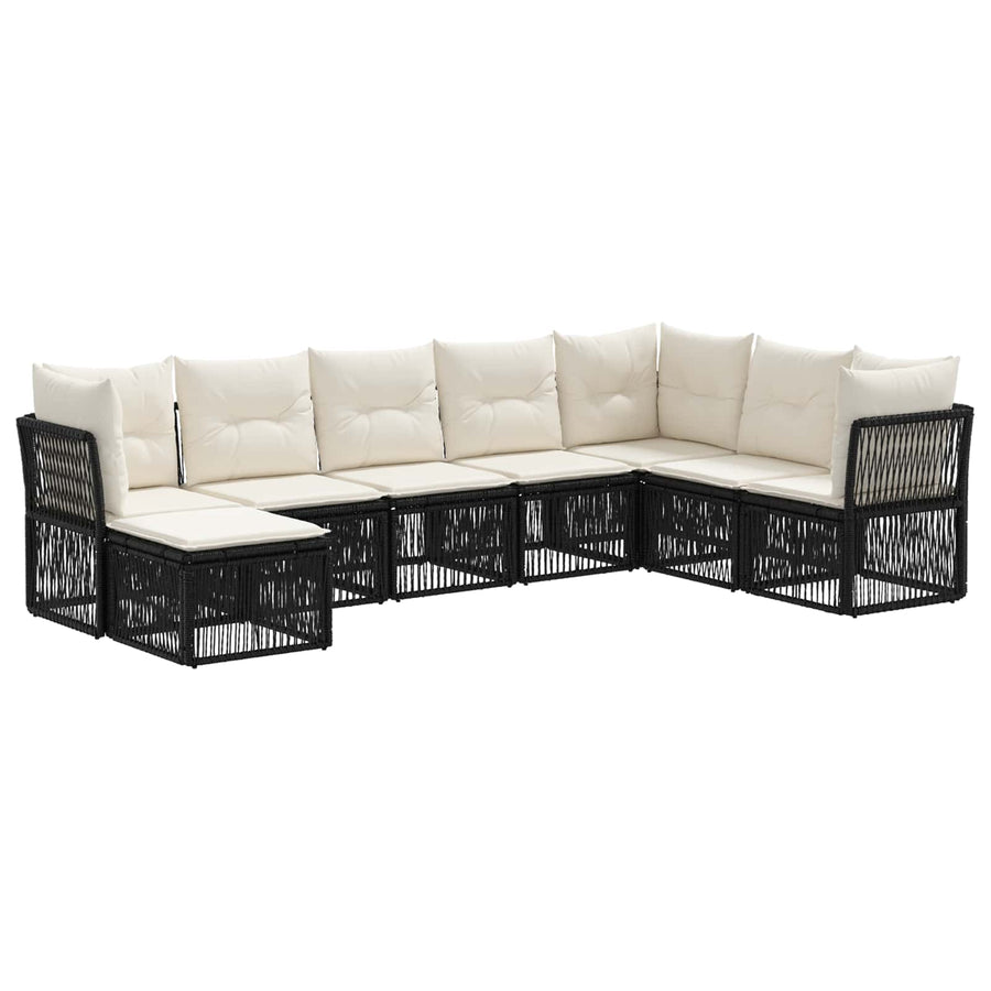 Tuinbankenset 8 pcs Zwart poly rattan