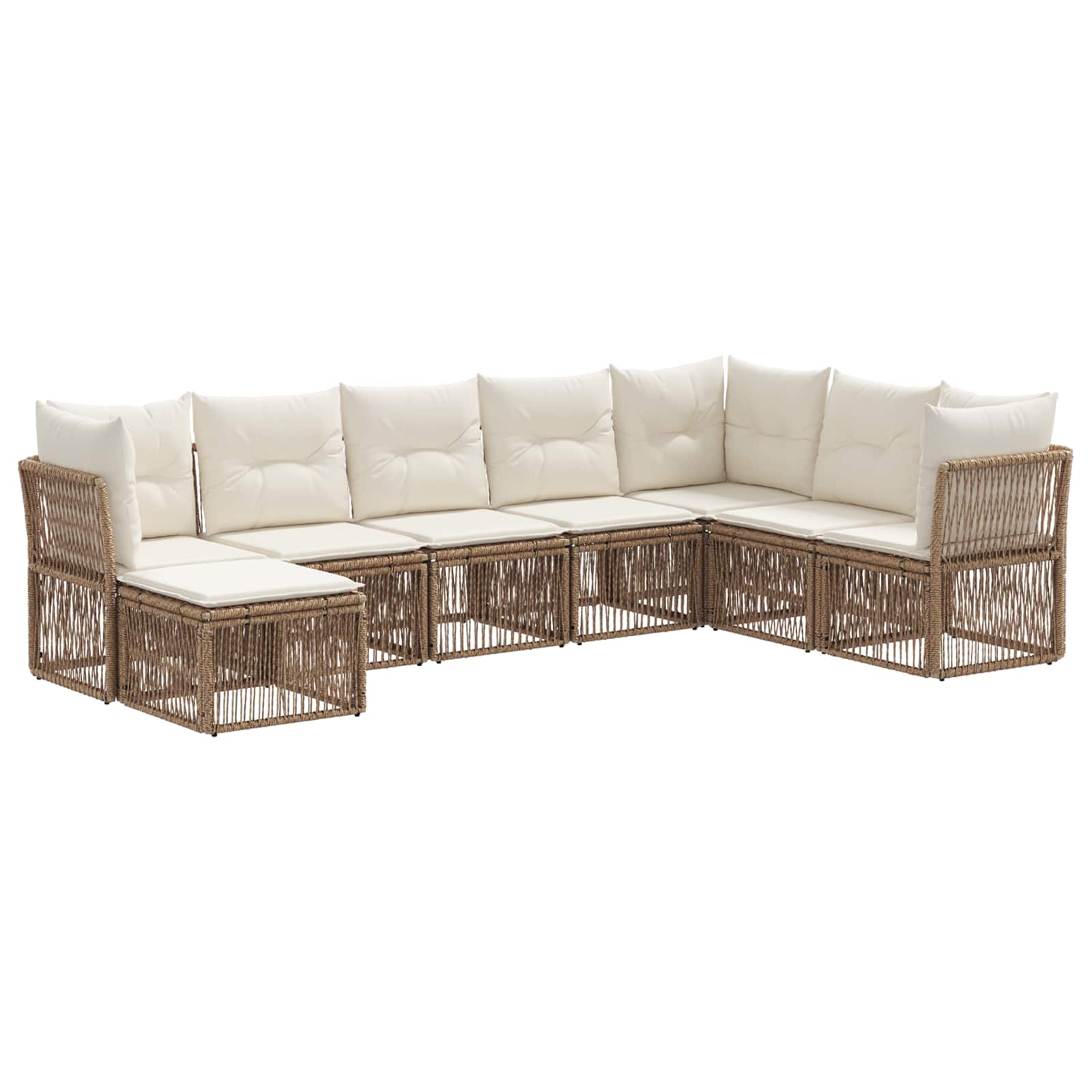 Tuinbankenset 8 pcs Beige poly rattan