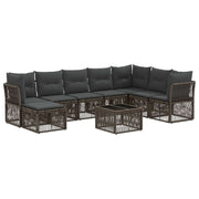 Tuinbankenset poly rattan grijs 9-delig