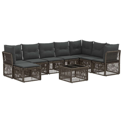 Tuinbankenset 9 pcs Grijs poly rattan