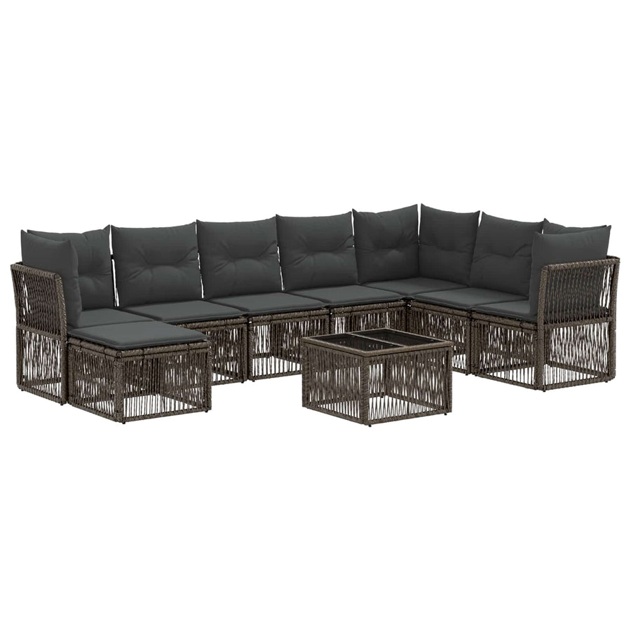 Tuinbankenset 9 pcs Grijs poly rattan
