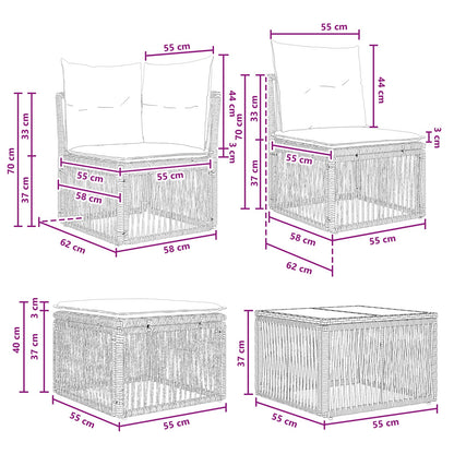 Tuinbankenset 9 pcs Grijs poly rattan