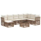 Garden Lounge Set 9 pcs Beige poly rattan