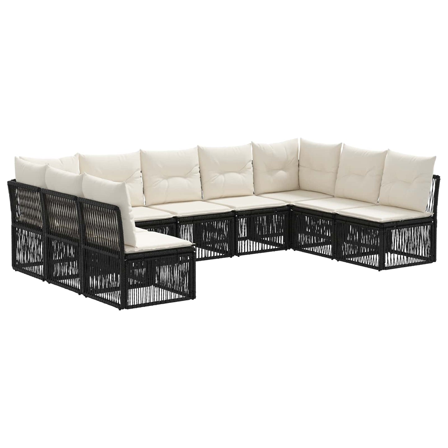 Tuinbankenset 9 pcs Zwart poly rattan