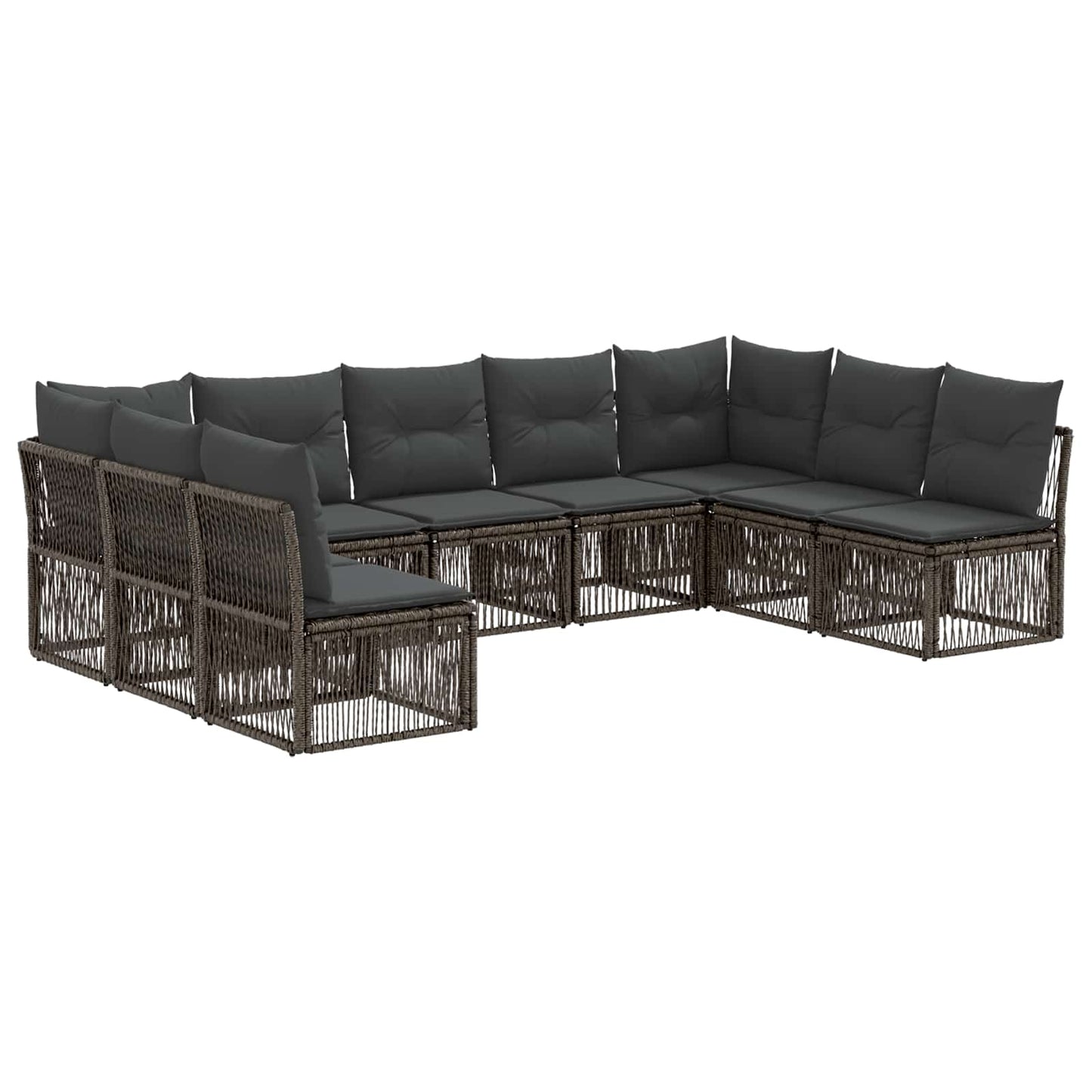 Tuinbankenset 9 pcs Grijs poly rattan