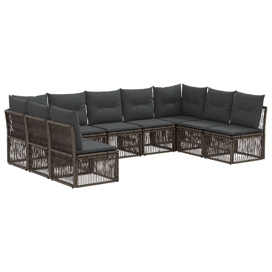 Tuinbankenset 9 pcs Grijs poly rattan