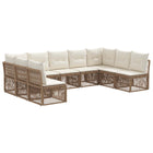 Tuinbankenset 9-delig poly rattan beige