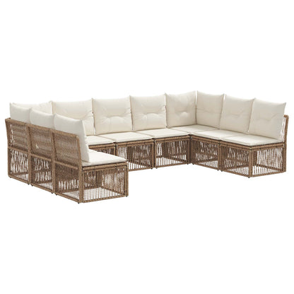 Tuinbankenset 9 pcs Beige poly rattan