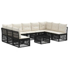 Garden bench set 10 pcs Black poly rattan