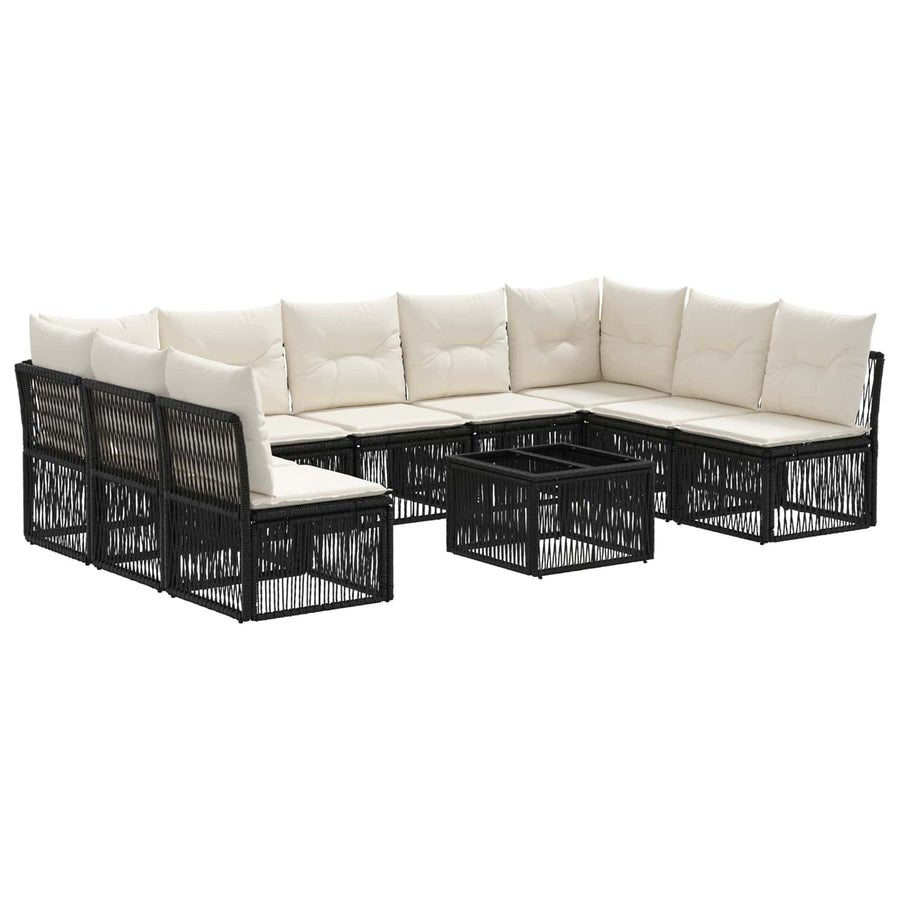 Tuinbankenset 10 pcs Zwart poly rattan