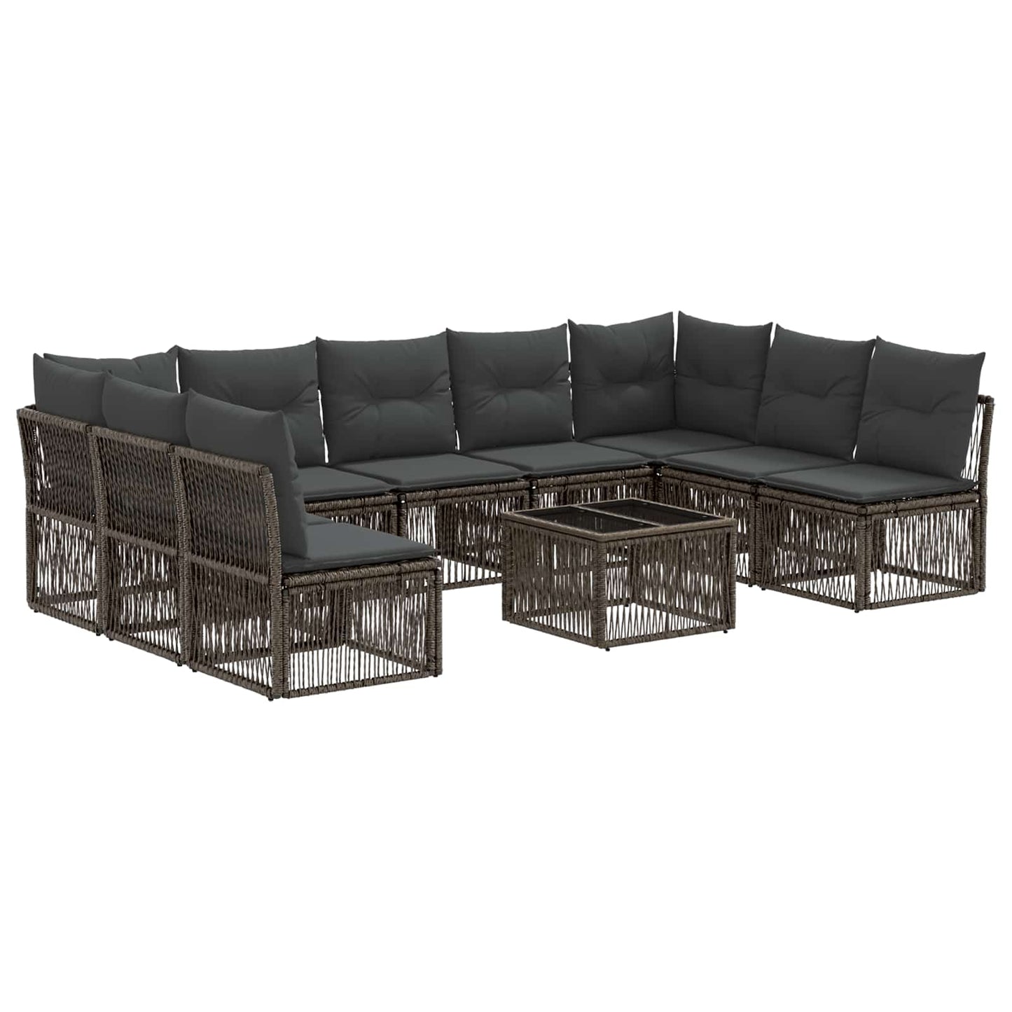 Tuinbankenset 10 pcs Grijs poly rattan