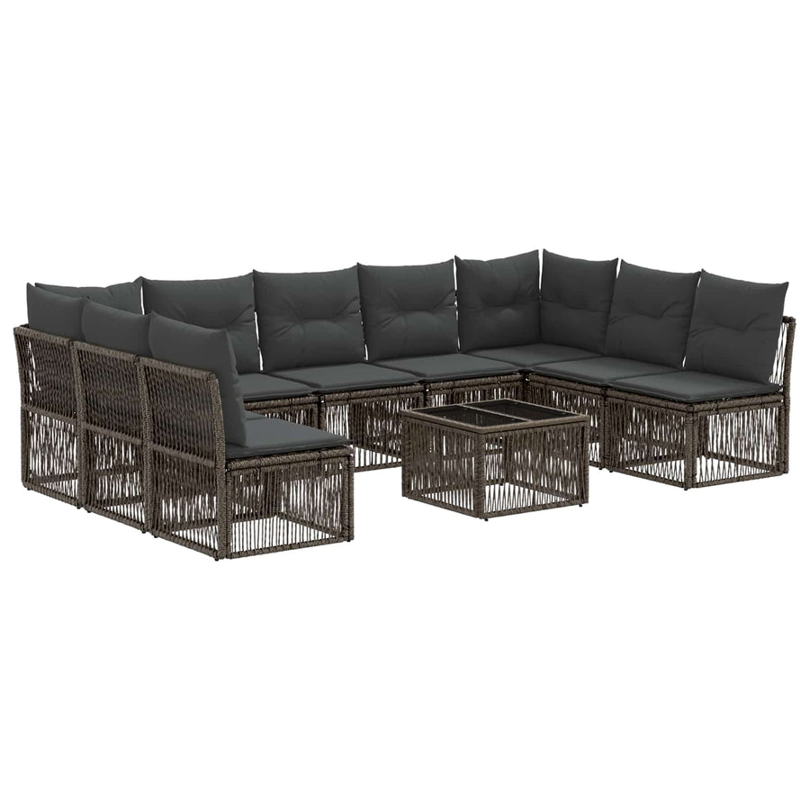 Tuinbankenset 10 pcs Grijs poly rattan