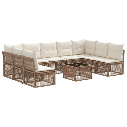 Tuinbankenset 10 pcs Beige poly rattan
