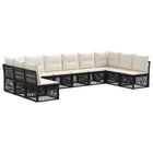 Tuinbankenset poly rattan zwart 10-delig