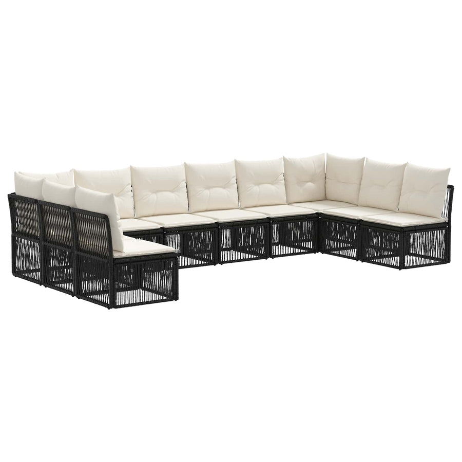 Tuinbankenset 10 pcs Zwart poly rattan