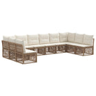 Tuinbankenset poly rattan beige 10 personen