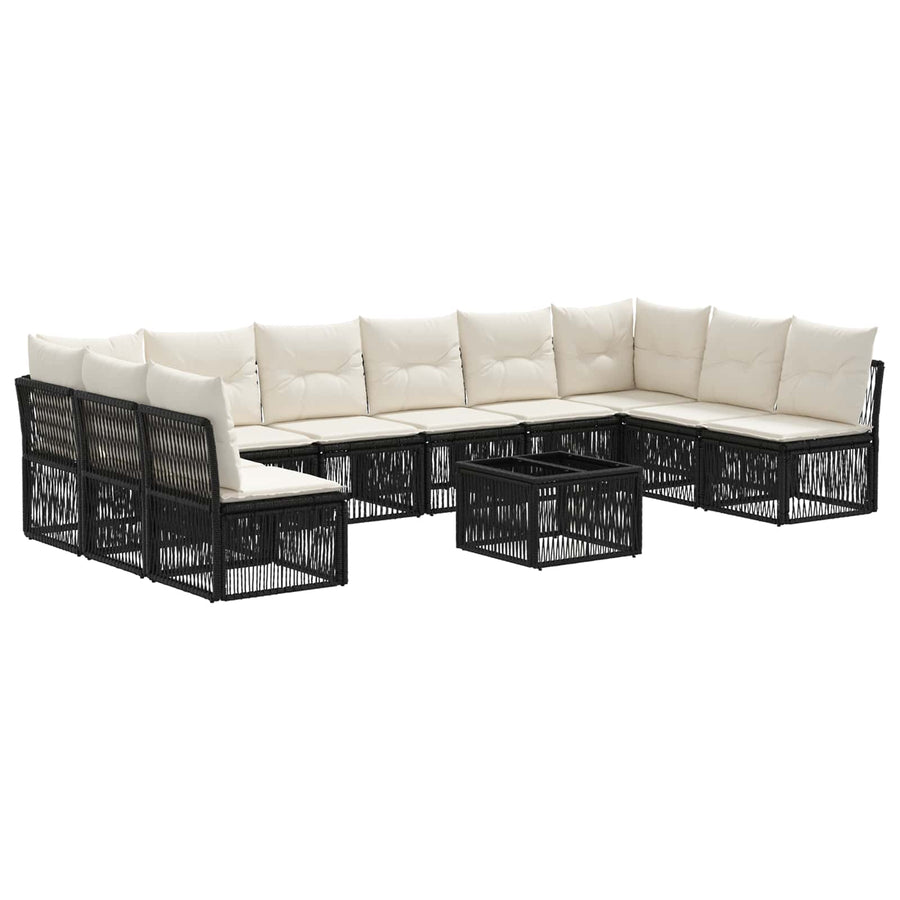 Tuinbankenset 11 pcs Zwart poly rattan