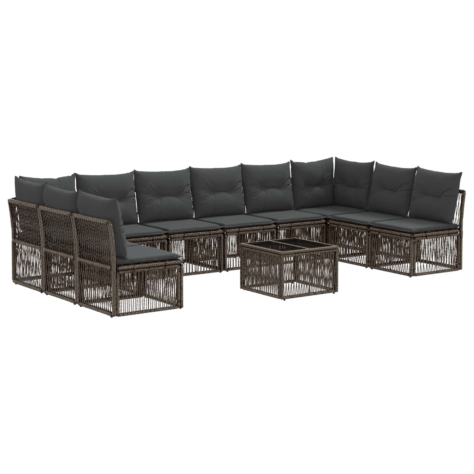 Tuinbankenset 11 pcs Grijs poly rattan