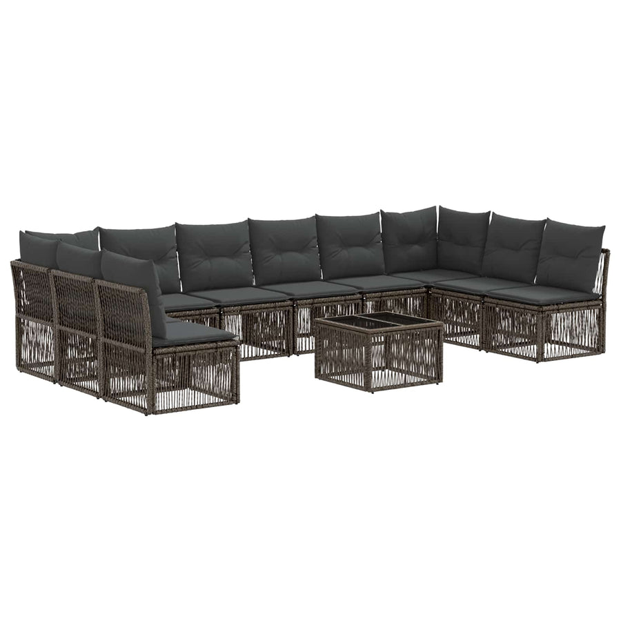 Tuinbankenset 11 pcs Grijs poly rattan