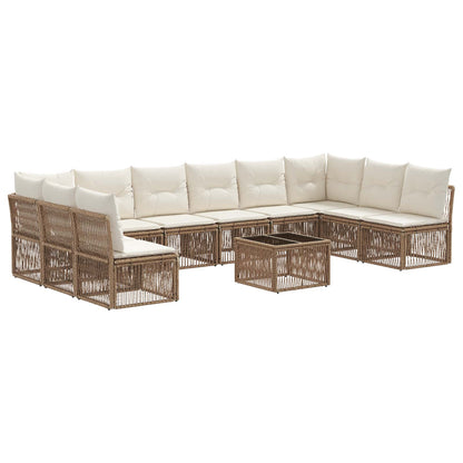 Tuinbankenset 11 pcs Beige poly rattan