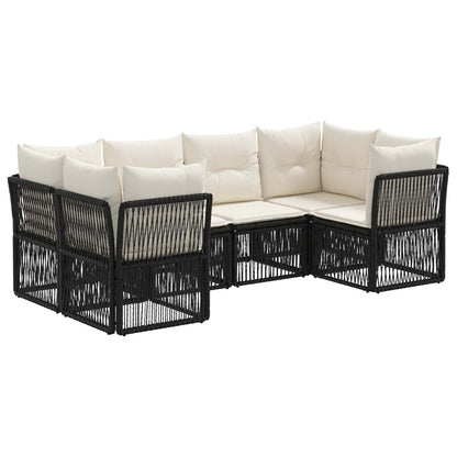 Tuinbankenset 6 st 6-Aantal zitplaatsen Zwart poly rattan