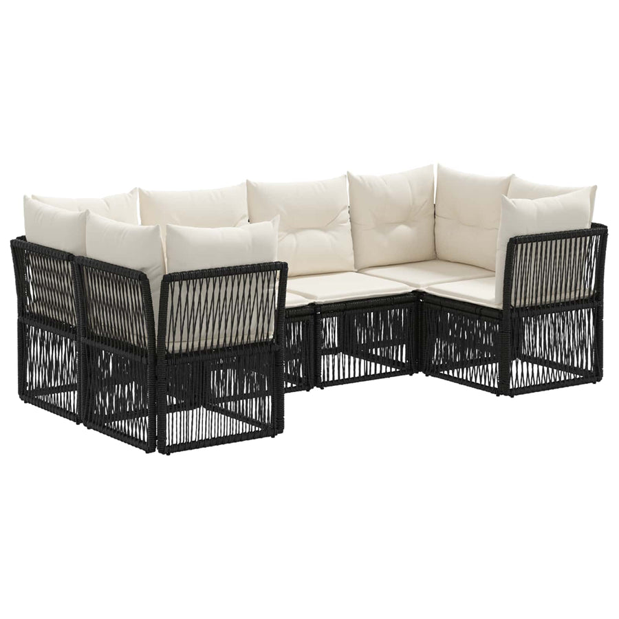 Tuinbankenset 6 st 6-Aantal zitplaatsen Zwart poly rattan