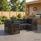 Tuinbankenset 6 st 6-Aantal zitplaatsen Grijs poly rattan
