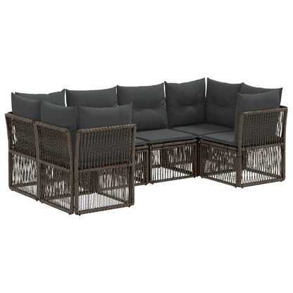 Tuinbankenset 6 st 6-Aantal zitplaatsen Grijs poly rattan