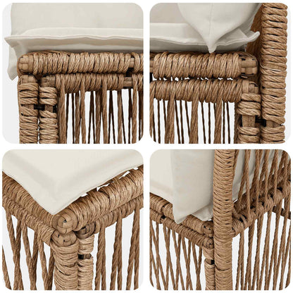 Tuinbankenset 6 st 6-Aantal zitplaatsen Beige poly rattan
