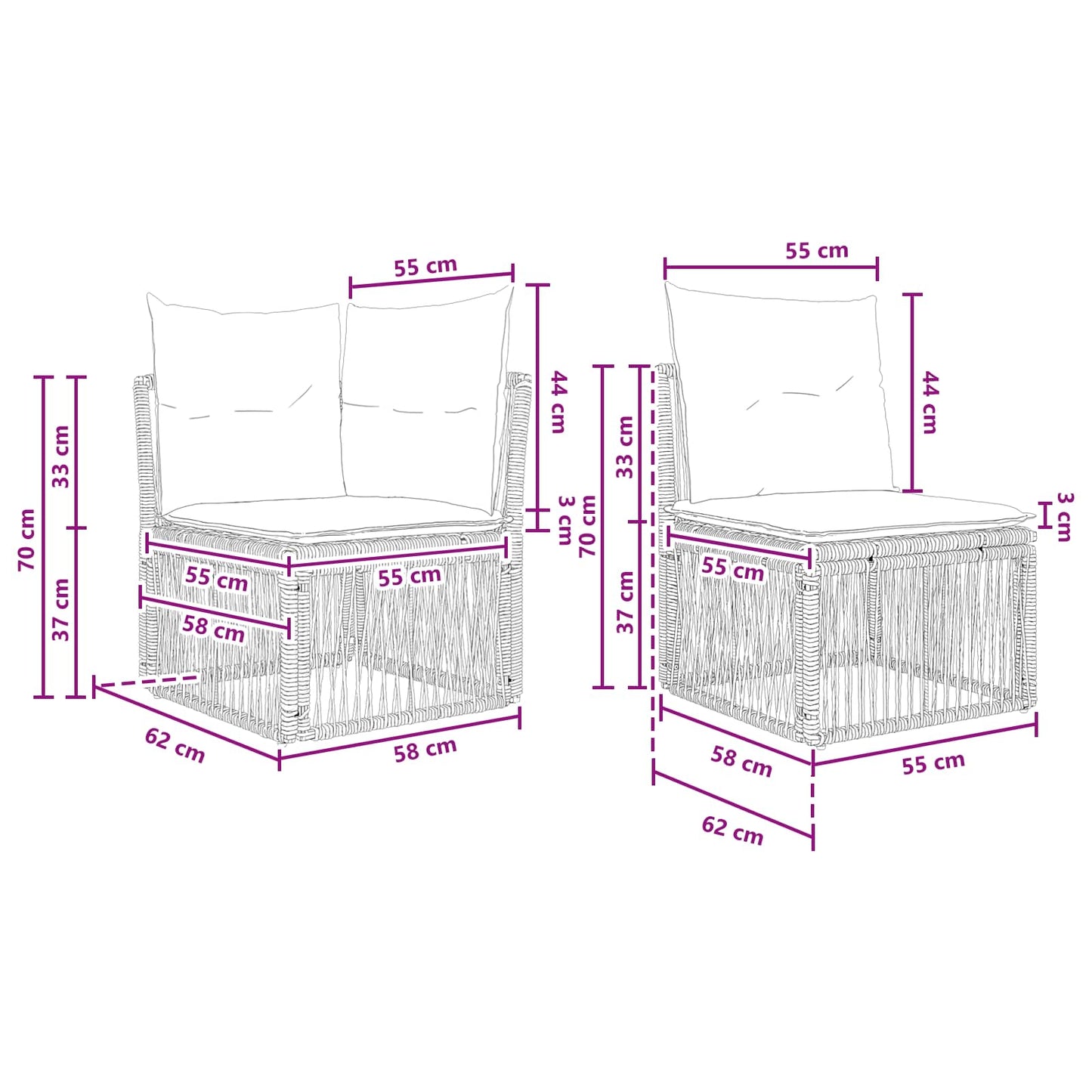 Tuinbankenset 6 st 6-Aantal zitplaatsen Beige poly rattan
