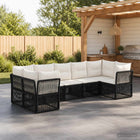 Tuinbankenset 7 st 7-Aantal zitplaatsen Zwart poly rattan