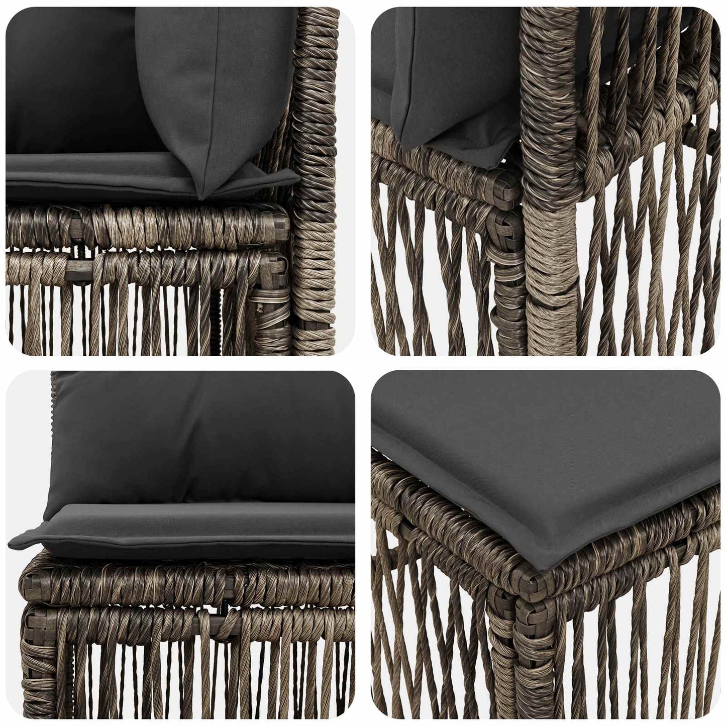 Tuinbankenset 7 st 7-Aantal zitplaatsen Grijs poly rattan