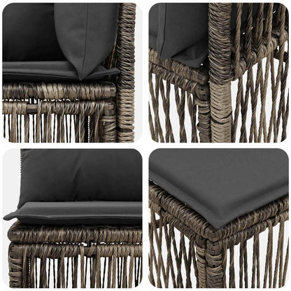 Tuinbankenset 7 st 7-Aantal zitplaatsen Grijs poly rattan