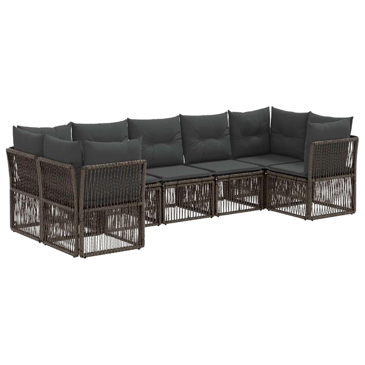 Tuinbankenset 7 st 7-Aantal zitplaatsen Grijs poly rattan