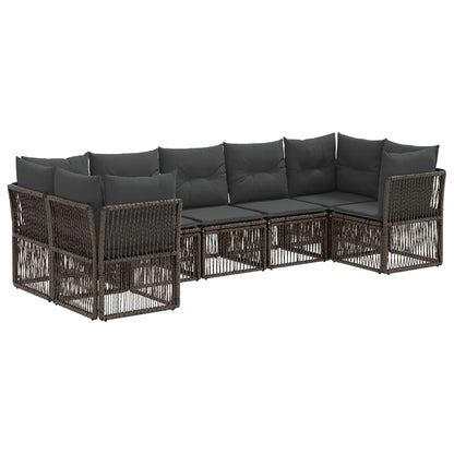Tuinbankenset 7 st 7-Aantal zitplaatsen Grijs poly rattan