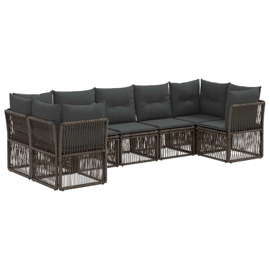 Tuinbankenset 7 st 7-Aantal zitplaatsen Grijs poly rattan