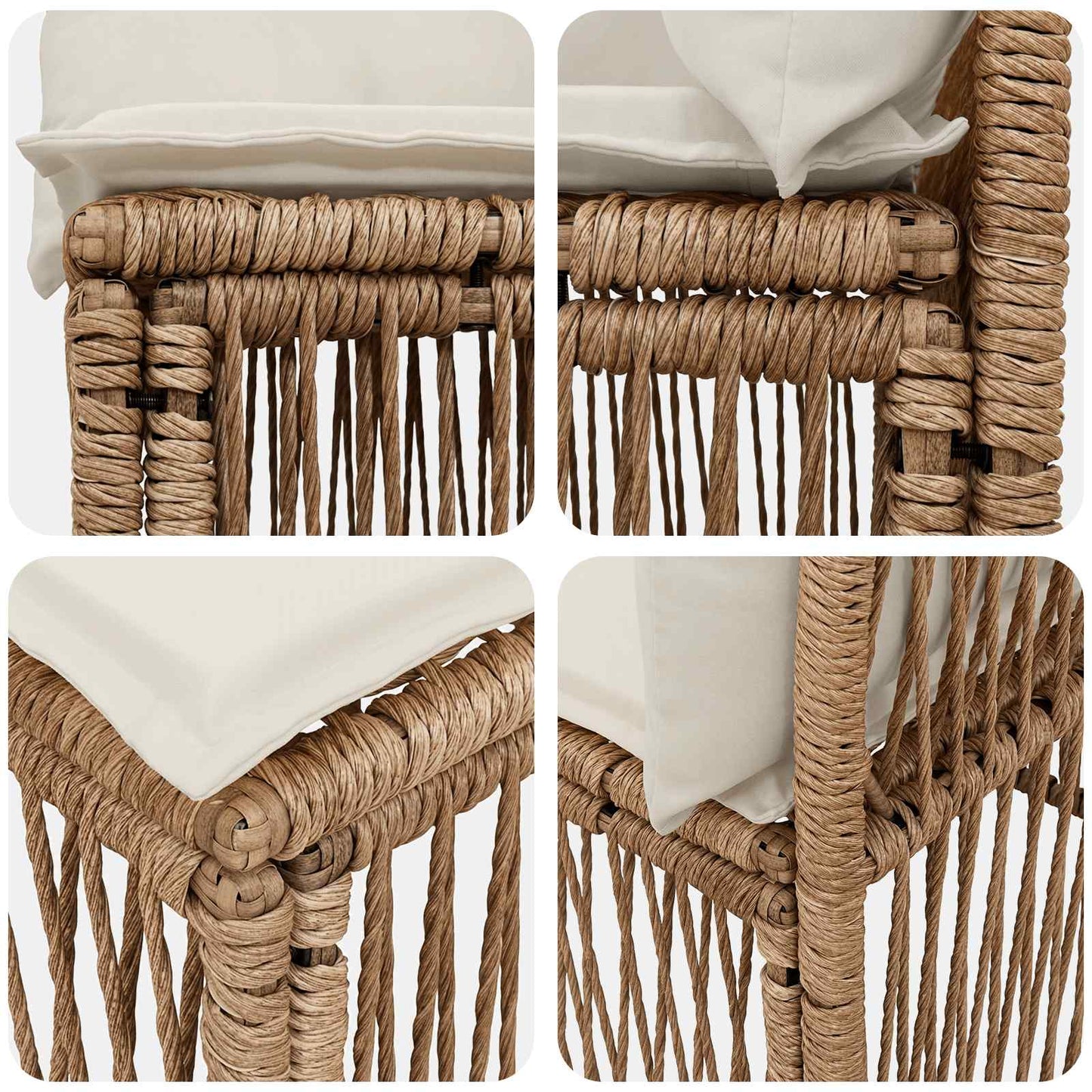 Tuinbankenset 7 st 7-Aantal zitplaatsen Beige poly rattan