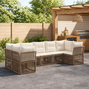 Tuinbankenset poly rattan beige 7 zitplaatsen