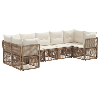 Tuinbankenset 7 st 7-Aantal zitplaatsen Beige poly rattan