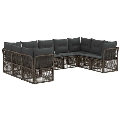 Tuinbankenset 9 pcs Grijs poly rattan