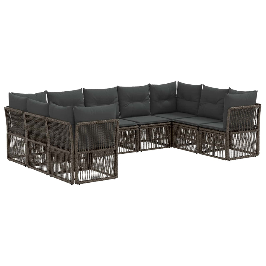 Tuinbankenset 9 pcs Grijs poly rattan