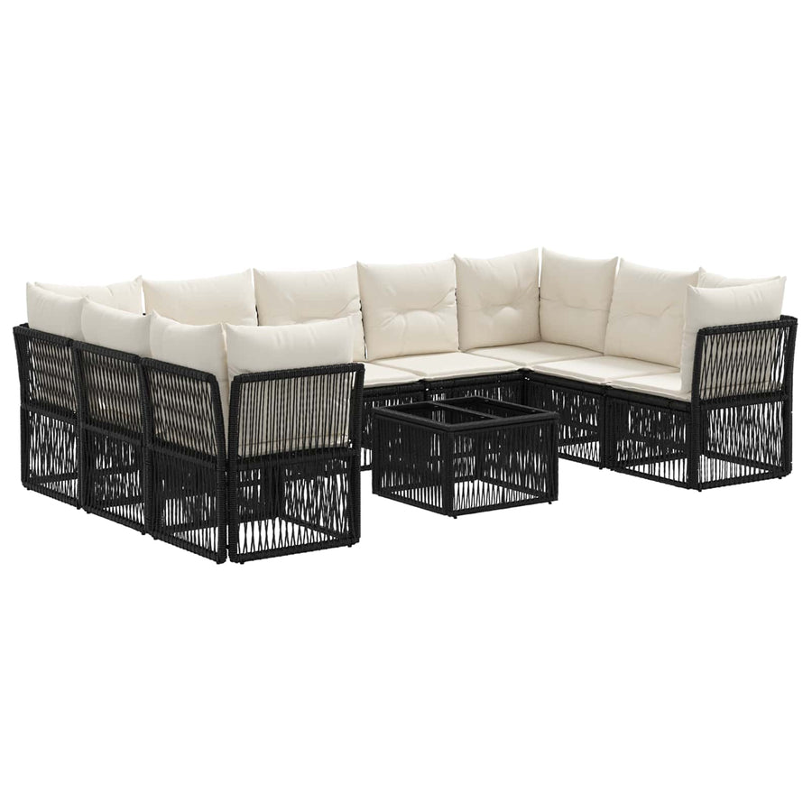 Tuinbankenset 10 pcs Zwart poly rattan