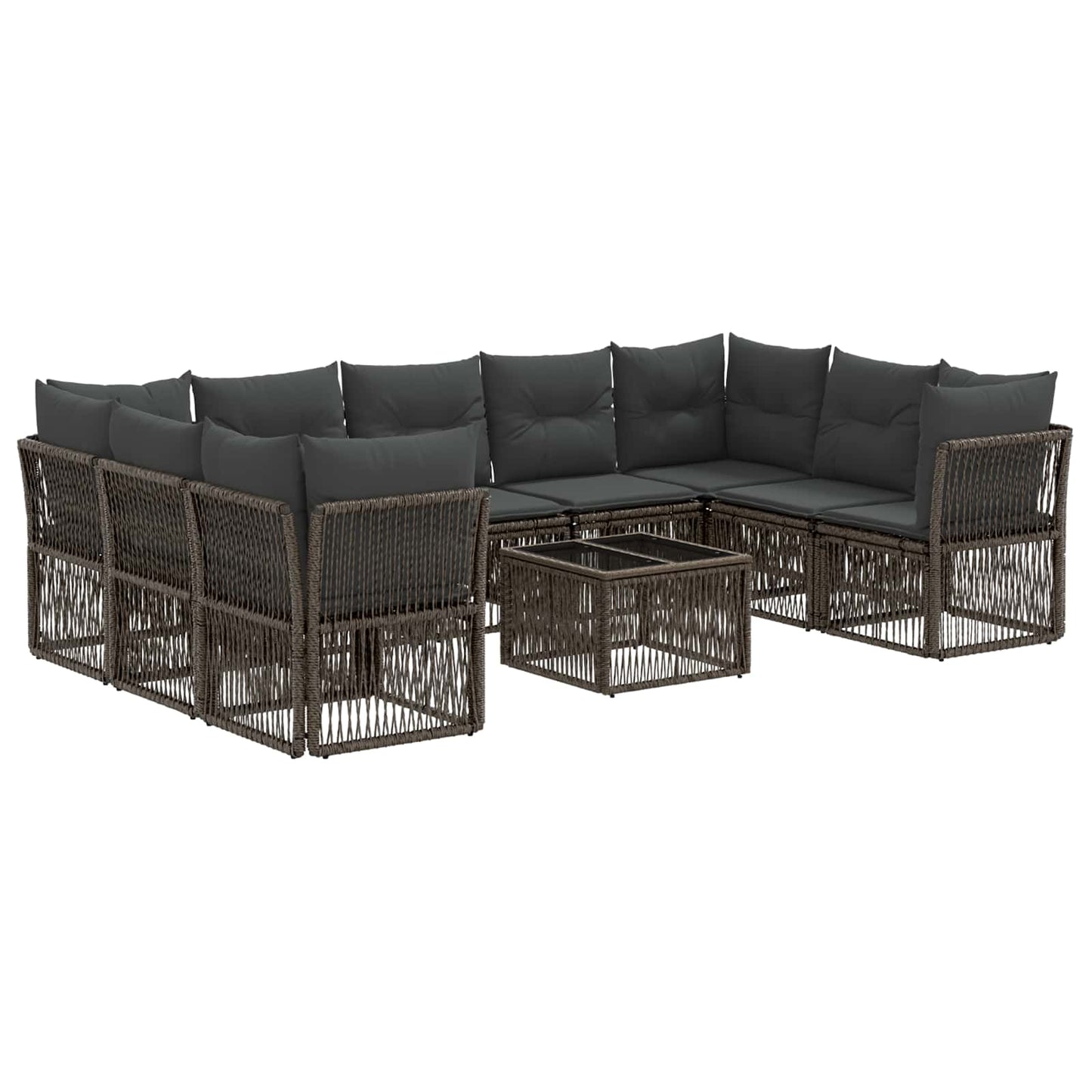 Tuinbankenset 10 pcs Grijs poly rattan