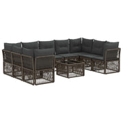 Tuinbankenset poly rattan grijs 9 personen