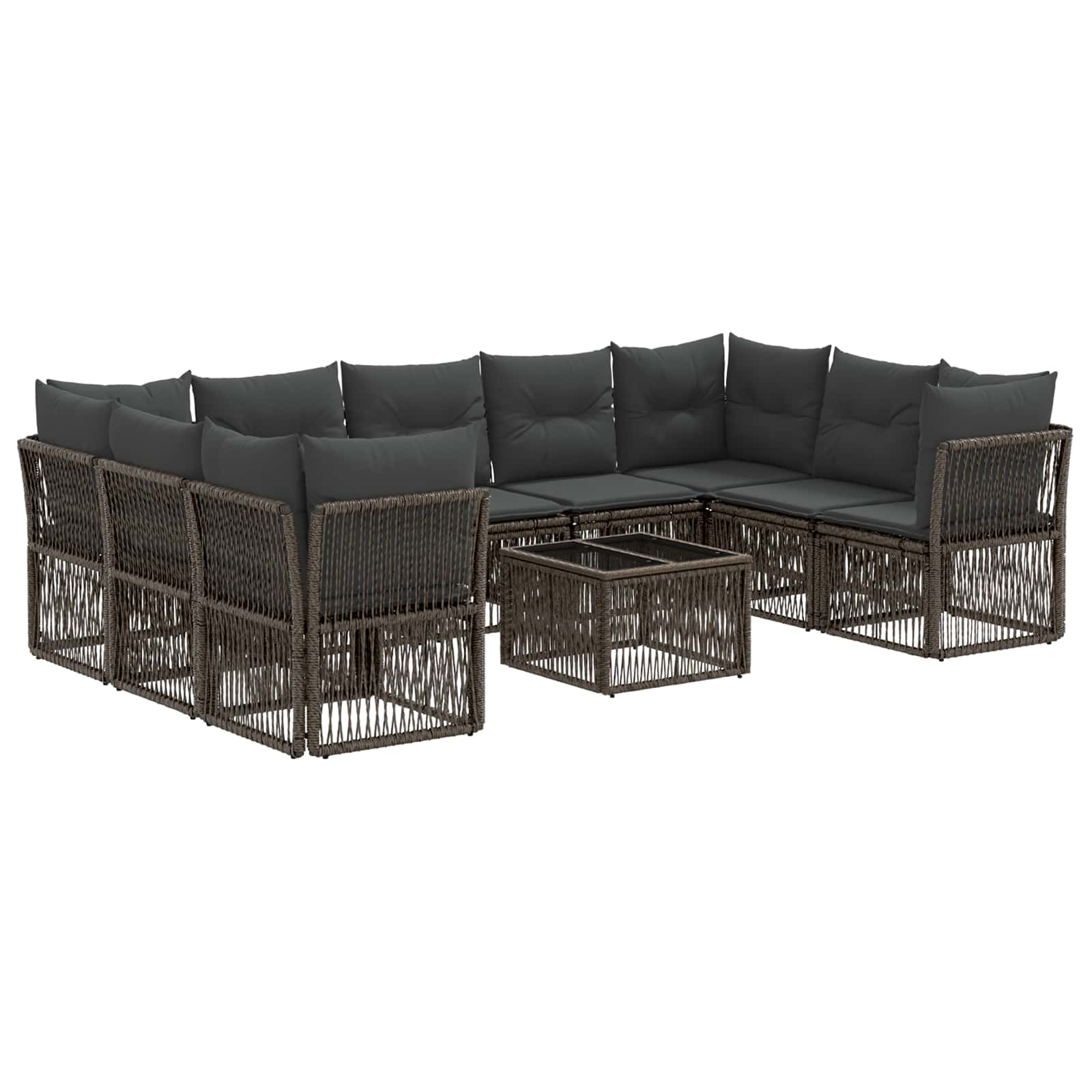 Tuinbankenset 10 pcs Grijs poly rattan