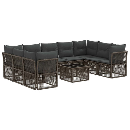 Tuinbankenset 10 pcs Grijs poly rattan