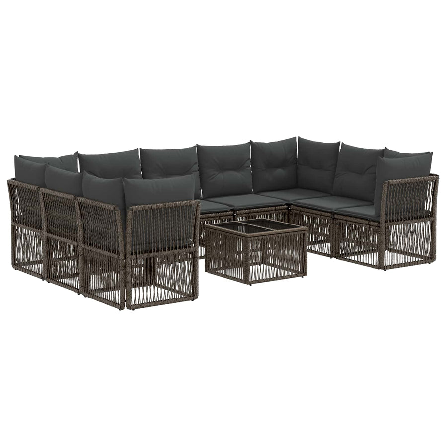 Tuinbankenset 10 pcs Grijs poly rattan