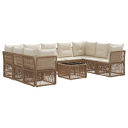 Tuinbankenset poly rattan beige 10-delig
